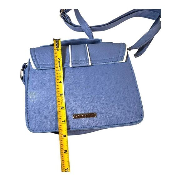 Rampage Womens Blue Faux Leather Crossbody Bag 9” X 7.5”Adjustable Strap & Gold- - Picture 6 of 9